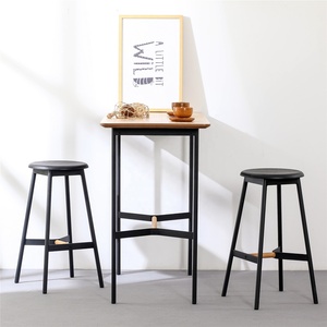 Tabouret <span class=keywords><strong>de</strong></span> <span class=keywords><strong>bar</strong></span> <span class=keywords><strong>haut</strong></span> <span class=keywords><strong>de</strong></span> gamme rond en chêne noir MDF, 65 cm, 75 cm - Product Image 3