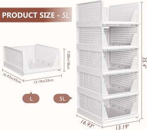 Organisateurs de <span class=keywords><strong>placard</strong></span> pliants boîte de rangement bacs de rangement empilables panier à tiroirs en plastique <span class=keywords><strong>placard</strong></span> de rangement pour armoire - Product Image 2