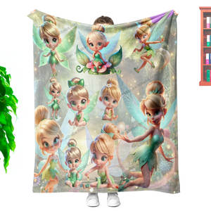 Recién llegado, diseño personalizado de dibujos animados, <span class=keywords><strong>Campanilla</strong></span>, manta de piel de Sherpa suave para decoración del hogar, sofá - Product Image 4