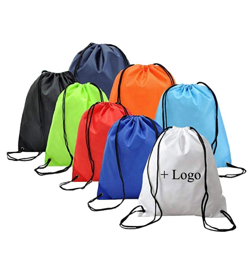Sporting Event Promotional Gifts Travel Gym Cinch String Backpack Custom Logo 210D Polyester Drawstring Bag
