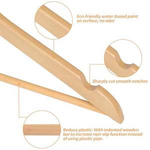 Cintres en <span class=keywords><strong>bois</strong></span> naturel pour vêtements, pour l'organisation du placard, lot de 20 - Product Image 3