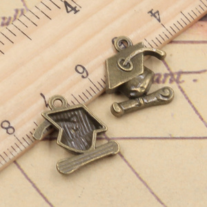 Charms graduation cap et diplôme 17x16mm tibétain argent couleur pendentifs Antique fabrication de bijoux bricolage artisanat fait main - Product Image 4