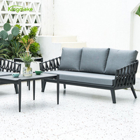 Ensemble de meubles de patio en métal tressé Foshan, canapé de jardin en aluminium avec coussins imperméables