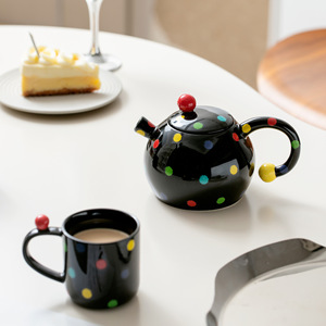Modern Colorful Polka Dot Ceramic Tea <b>Set</b> One <b>Teapot</b> and Two Cups Porcelain Tea <b>Set</b> - Product Image 4