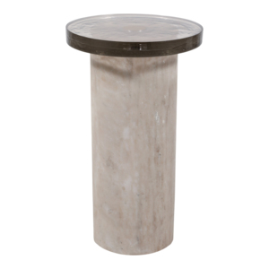 Tavolino Cilindrico in Marmo con Piano in Vetro Rotondo, Arredamento Moderno per la Casa, Tavolino Laterale, Comodino Piccolo - Product Image 3