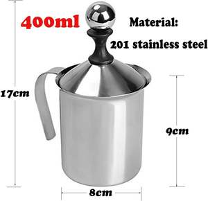 <span class=keywords><strong>Mousseur</strong></span> à lait manuel en acier inoxydable de 400ml pour cappuccino à café - Product Image 4