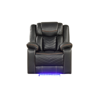 Fauteuil inclinable électrique LED moderne et contemporain avec revêtement en similicuir convertible et structure en bois/métal noir pour appartement