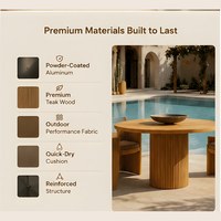Ensemble de table et chaises d'extérieur pour hôtel, ensemble de table de jardin, ensemble de meubles d'extérieur en teck pour resort, table et chaises de salle à manger d'extérieur pour villa