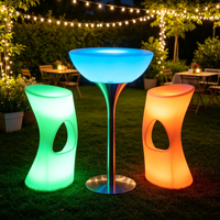 Table haute de cocktail LED rotomoulée, OEM ODM, étanche, RGB, rechargeable, lumineuse, pour hôtel, complexe hôtelier, yacht