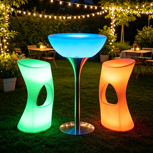 Rotomolded LED Glow Cocktail Hoge Tafel OEM ODM Waterdichte RGB Oplaadbare Lichtgevende Bartafel voor Hotel Resort Jacht - Product Image 5
