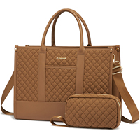 LOVEVOOK Lot de 2 sacs de travail matelassés tendance 15,6 pouces, imperméables, pour voyage, affaires, sac à bandoulière, sac à main, sacoche pour ordinateur portable pour femmes