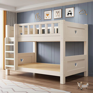 Litera Infantil Moderna de Madera Blanca con Almacenamiento, Tobogán, Valla de Seguridad y Colchón para Niños Pequeños - Product Image 1