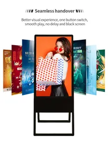 หน้าจอ LCD จอแสดงผลโฆษณาโปสเตอร์ดิจิตอลแบบพกพาพับได้ป้ายดิจิตอลในร่มแบบพกพา 4k