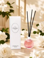 Diffuseur d'ambiance en verre rayé rond de 50 ml avec bâtonnets en rotin, parfum d'intérieur, décoration, coffret cadeau
