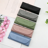 Étui à lunettes portable en cuir PU avec logo personnalisé en relief, résistant aux chocs et à la poussière, coque rigide