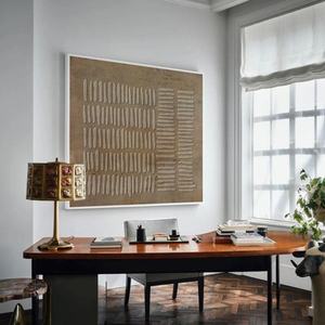 Peinture acrylique murale abstraite à lignes géométriques, motif nature morte, tons neutres brun et gris-taupe, sur toile, pour décoration maison et hôtel - Product Image 1