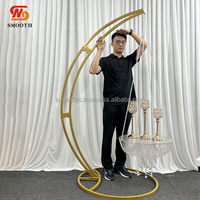 Support de gâteau de mariage en cristal suspendu lisse, support en métal doré, support de présentation de dessert