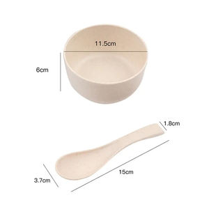 ファクトリーダイレクト環境にやさしい分解性麦わら子供用ボウルスプーン食器2点セット - Product Image 2