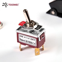 TOOWEI Ekstensi Krom SPST Cokelat 6 Pin, Sakelar Sakelar Penguncian On-Off Logam 2 Posisi Kuningan Ekstensi Krom