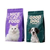 Sacs refermables personnalisés avec logo, gaufrés, pour aliments pour animaux de compagnie, sachets en plastique à fond plat pour l'emballage de nourriture pour chiens et chats