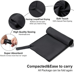 Toalla deportiva de microfibra comprimida desechable al por mayor con logo personalizado, de secado rápido, para viajes, camping, yoga, entrenamiento, sin arena, con bolsa. - Product Image 3