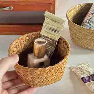 Panier rond en <span class=keywords><strong>osier</strong></span> grande taille pour fleurs, panier de rangement, décoration d'intérieur, organisateur de bureau et boîte de rangement pour cosmétiques – Offre Spéciale - Product Image 4