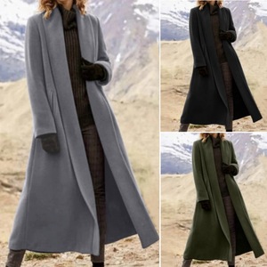 Angesagte Damen-Wollmäntel, Lässige Schlichte Anzug-Oversize-Tweed-Überzieher, Damen-Winter-Übergrößen Lange <span class=keywords><strong>Blazer</strong></span>-Mäntel und Jacken - Product Image 3