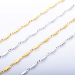 Collier en acier inoxydable de 3,5 mm fait à la main, chaîne à maillons gravés pour femmes et hommes, collier ras du cou plaqué or, bijoux en métal - Product Image 1