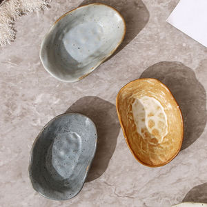 Plats d'accompagnement irréguliers en céramique japonaise, vaisselle en poterie rustique rétro, plats à sauce soja, mini plats à sushi - Product Image 5