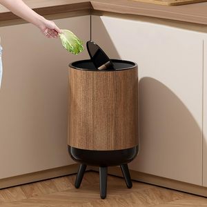 <b>Bedroom</b> Waste <b>Bin</b> Plastic Trash Can with Pedestal and Lid for Office Kitchen Home Use Dustbin Waste Container - Product Image 2