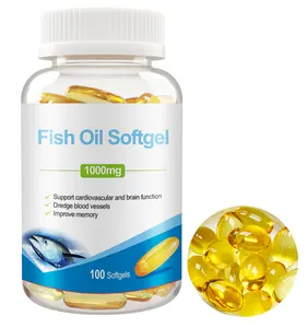 Private Label Omega 3 Supplement Fish Oil 1000mg Cod Liver Oil Softgels Deep Sea Fish Oil Softgel Capsules for Brain Heart Funct