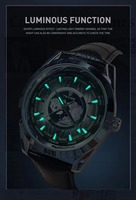 Montre mécanique de luxe automatique pour homme 2026 avec tourbillon, bracelet en cuir, aiguilles, boîtier en acier inoxydable, résistance à l'eau 3 ATM