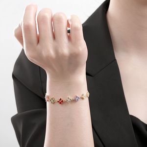 Flower Shape <b>Gemstone</b> <b>Bracelet</b> Zinc Alloy Claw Setting For Women Gift Jewelry - Product Image 2