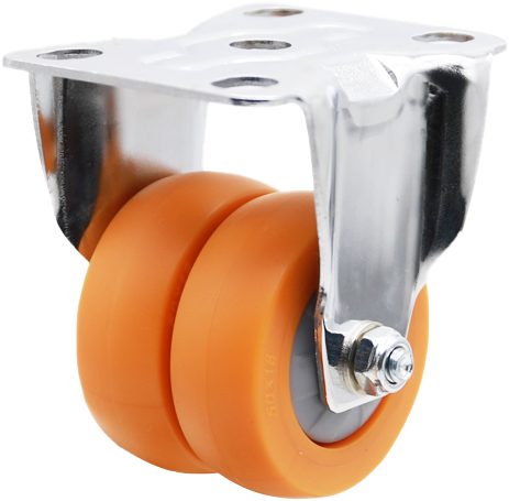 Light Duty Plastic Swivel Yellow Orange Nylon Twin Double Wheel Small Caster Wheel Castor for Furniture Table Trolley