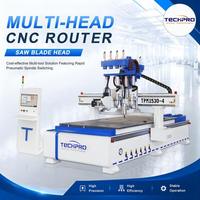 Machine de découpe CNC multifonctionnelle pour le travail du bois, 4 têtes, 3 axes, routeur CNC avec lame de scie pour ACM, ACP, PVC, MDF