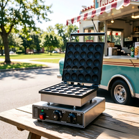 Machine à gaufres rondes à 25 trous pour mini gaufres bulles, Poffertjes - Équipement de pâtisserie pour petites entreprises et chariots de cuisine mobiles