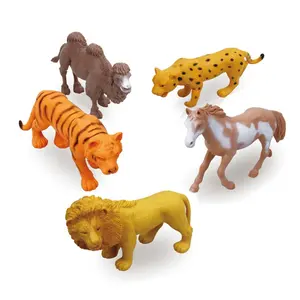 5 ''PVC材料野生动物动作图现实野生狮子豹骆驼动物套装玩具