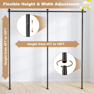 Séparateur de pièce autoportant moderne de 4-10 pieds de haut 28-144 pouces de large <span class=keywords><strong>tringle</strong></span> à rideau cloison du sol au <span class=keywords><strong>plafond</strong></span> <span class=keywords><strong>sans</strong></span> perçage - Product Image 2