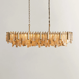Lampadario di Lusso Minimalista in Vetro e Metallo Stile Vintage Italiano - Product Image 5