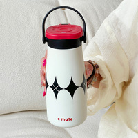 Gobelet isotherme portable en acier inoxydable avec double fonction de boisson, doublure intérieure en céramique, grande capacité, idéal pour les cadeaux d'affaires, pour femmes
