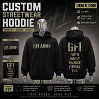 Sweat à capuche personnalisé avec logo en relief pour hommes et femmes, coupe oversize, en molleton de coton épais, style streetwear, OEM, faible MOQ, marque privée, noir