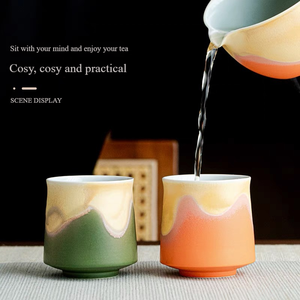 Vente en gros de tasses à thé culturelles en céramique Ensemble de tasses transformées au four Quad-Colors avec hôte pour cadeau d'entreprise - Product Image 6