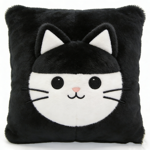 Customized <b>Cat</b> <b>plush</b> pillow, Square <b>cat</b> cushion, Tuxedo <b>cat</b> throw pillow, Black white <b>cat</b> <b>plush</b> - Product Image 1