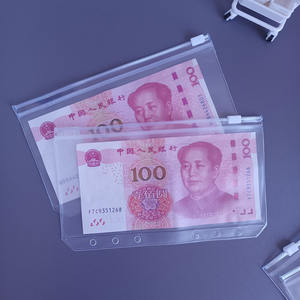 Vente en gros 6 trous perforés A7 A6 A5 PVC résistant à l'eau Classeur pour pochette Sac à fermeture éclair Sac d'argent Portefeuille Enveloppe - Product Image 4