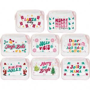 Custom Logo Christmas Gifts Cosmetic <b>Bag</b> <b>Clear</b> PVC ODM OEM Makeup Organizer Gifts <b>Bag</b> Transparent PVC Cosmetics Package <b>Bag</b> - Product Image 1