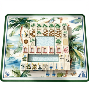 Jeu de Mahjong américain, 160 tuiles en acrylique, 5 couches, jeu portable, thème palmier côtier, pour jouer - Product Image 1