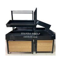 Xiadna Plank Houten Fruit Groente Stand Display Stands Ontwerp Metallic Groente-en Display Plank Super Markt Stand