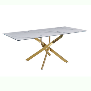 Table à manger carrée moderne populaire pour la maison, en verre trempé de 10/12 mm, 4 places, design italien royal de luxe, meubles de salle à manger en métal - Product Image 1
