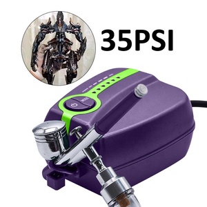 Kit de démarrage aérographe à double action avec compresseur d'air en <span class=keywords><strong>plastique</strong></span> 35PSI <span class=keywords><strong>pour</strong></span> la peinture de modèles d'art, le dessin et l'artisanat. - Product Image 1