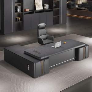 Conjunto de Escritorio Ejecutivo con Gabinete de Almacenamiento, Diseño Moderno y Minimalista, Mesa Grande para CEO, Muebles de Oficina, Acabado Pintado Resistente a las Manchas - Product Image 3